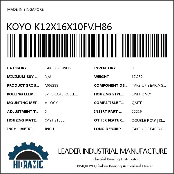 KOYO K12X16X10FV.H86 #1 image
