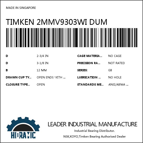 TIMKEN 2MMV9303WI DUM #1 image