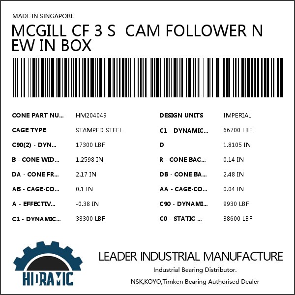 MCGILL CF 3 S  CAM FOLLOWER NEW IN BOX #1 image