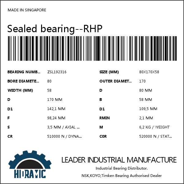 Sealed bearing--RHP #1 image